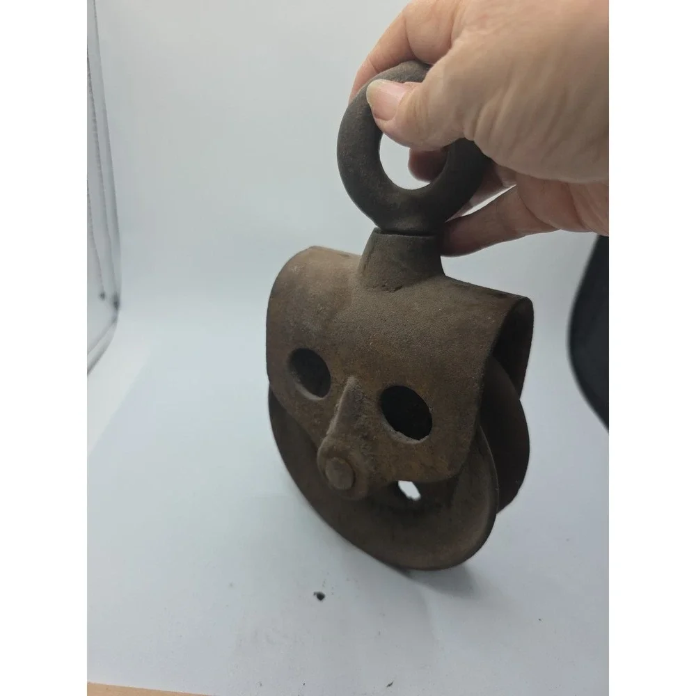 Cast Iron Barn Hay Trolley Track Roller Pulley Hook Vtg Old Door Hardware